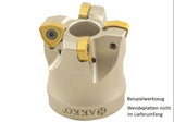AKKO Hochvorschub-Messerkopf für Wendeplatten, ø 50 mm, kompatibel mit Korloy WNMX 09T3.., linksschneidend
<br/>Schaft-Ausführung ø 22 (Typ A), mit Innenkühlung, Z=5