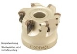 AKKO Hochvorschub-Messerkopf für Wendeplatten, ø 50 mm, kompatibel mit Sumitomo WDMT 0804..
<br/>Schaft-Ausführung ø 22 (Typ A), mit Innenkühlung, Z=4