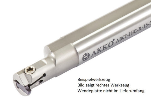 AKKO Innen-Stechhalter, kompatibel mit Iscar-Stechplatte GEPI-3
<br/>Schaft-ø 16, mit Innenkühlung, links