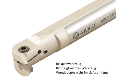 AKKO Innen-Stechhalter, kompatibel mit Iscar-Stechplatte TGM.-3
<br/>Schaft-ø 25, mit Innenkühlung, rechts