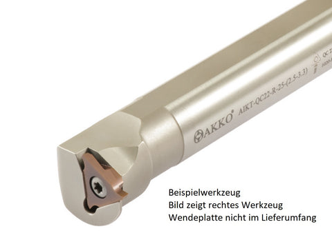 AKKO Innen-Stechhalter, kompatibel mit ZCC-Stechplatte QC22R (1.00-2.30)
<br/>Schaft-ø 25, ohne Innenkühlung, rechts