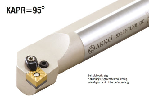 Akko-Bohrstange ø 32 mm für ISO-WSP CNM. 1204..
<br/>rechts, 95° Anstellwinkel, mit Innenkühlung