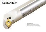 A25R PDQNR 11 AKKO Bohrstange ø 25 mm für ISO-WSP DNM. 1104..
<br/>rechts, 107.5° Anstellwinkel, mit Innenkühlung