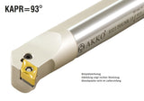 Akko-Bohrstange ø 40 mm für ISO-WSP DNM. 1506..
<br/>links, 93° Anstellwinkel, mit Innenkühlung