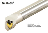 Akko-Bohrstange ø 32 mm für ISO-WSP WNM. 0804..
<br/>links, 95° Anstellwinkel, mit Innenkühlung