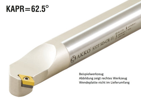 S12K SD-CL 07 AKKO Bohrstange ø 12 mm für DC.T. 0702..
<br/>links, 62.5° Anstellwinkel, ohne Innenkühlung