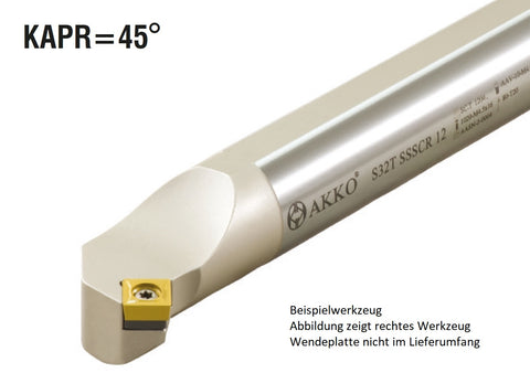 S16P SSSCR 09 AKKO Bohrstange ø 16 mm für SC.T. 09T3..
<br/>rechts, 45° Anstellwinkel, ohne Innenkühlung