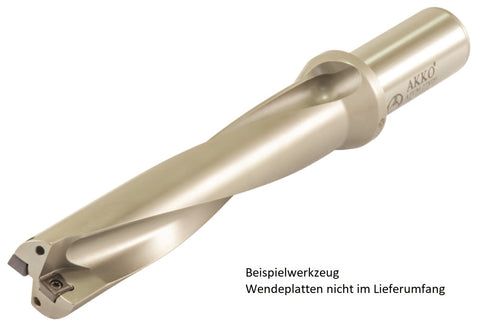 AKKO Wendeplatten-Vollbohrer ø 33 mm, Bohrtiefe 5xD
<br/>kompatibel mit Taegutec SP.. 090408, Schaft-ø 32 mit Innenkühlung