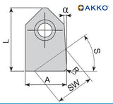 <strong>AKKO</strong>-Wendeplatte aus Hartmetall für Ventilsitzbearbeitung, S° = 0º mm