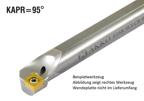 <strong>Akko</strong>-Bohrstange mit Hartmetallschaft ø 16 mm für CC.T 09T3..<br/>rechts, 95° Anstellwinkel, mit Innenkühlung