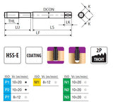 Gewindeformer M 3, Typ R-D V
<br/>Yamawa, TiN-beschichtet für Stahl, VA und NE-Metalle