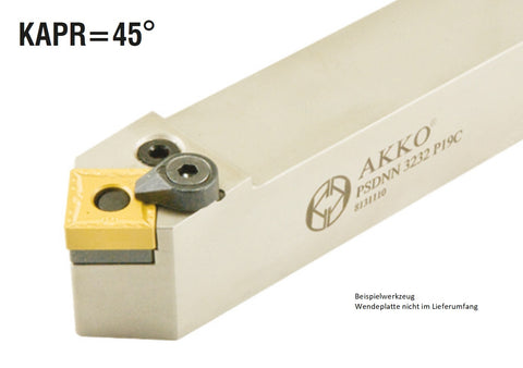 PSDNN 2525 M12C AKKO Außen-Drehhalter 45° für SNM. 1204..
<br/>neutral Schaft 25 x 25 mm