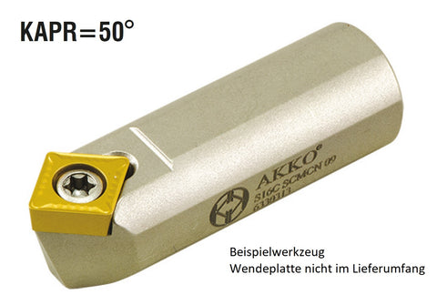 S10X SCMCN 06 AKKO Kurzdrehhalter ø 10 mm für ISO-WSP CC.. 0602..
<br/>neutral, 50° Anstellwinkel