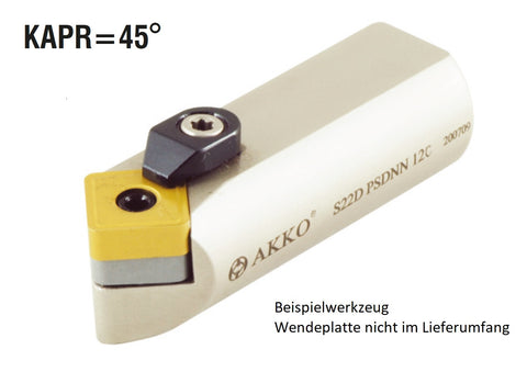 AKKO Kurzdrehhalter ø 22 mm für ISO-WSP SNM. 1204..
<br/>neutral, 45° Anstellwinkel