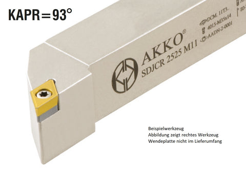 Akko-Außen-Drehhalter 93° für DC.T 11T3..
<br/>links Schaft 25 x 25 mm