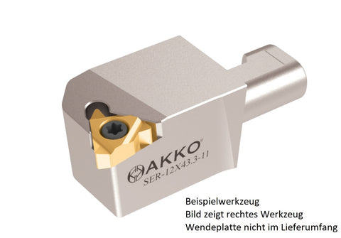 AKKO Wechselkopf Größe 12 für modulares Langdrehautomaten-Werkzeug SEC-tools
<br/>links, für ISO-Gewinde-WSP 11ER, ohne Innenkühlung