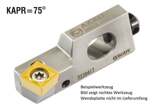 AKKO Kurzdrehhalter für ISO-WSP SC.T 120408
<br/>rechts, 75° Anstellwinkel