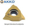 AKKO Poly-V-Einstechplatte, TP = 4.70 mm, Eckenradius = 0.36 mm, Hartmetallsorte VK20F01, links
<br/>