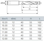 VHM-Bohrer für Alu, Bohrtiefe 3xD, ø 10.3 mm
<br/>Osawa Typhoon, mit Innenkühlung, unbeschichtet