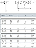 VHM-Bohrer für Alu, Bohrtiefe 3xD, ø 8.5 mm
<br/>Osawa Typhoon, mit Innenkühlung, unbeschichtet