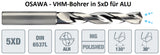 VHM-Bohrer für Alu, Bohrtiefe 5xD, ø 8.8 mm
<br/>Osawa Typhoon, mit Innenkühlung, beschichtet, Hauptanwendung: ALU